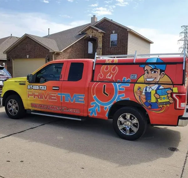 Prime Time Heating and Air branded truck